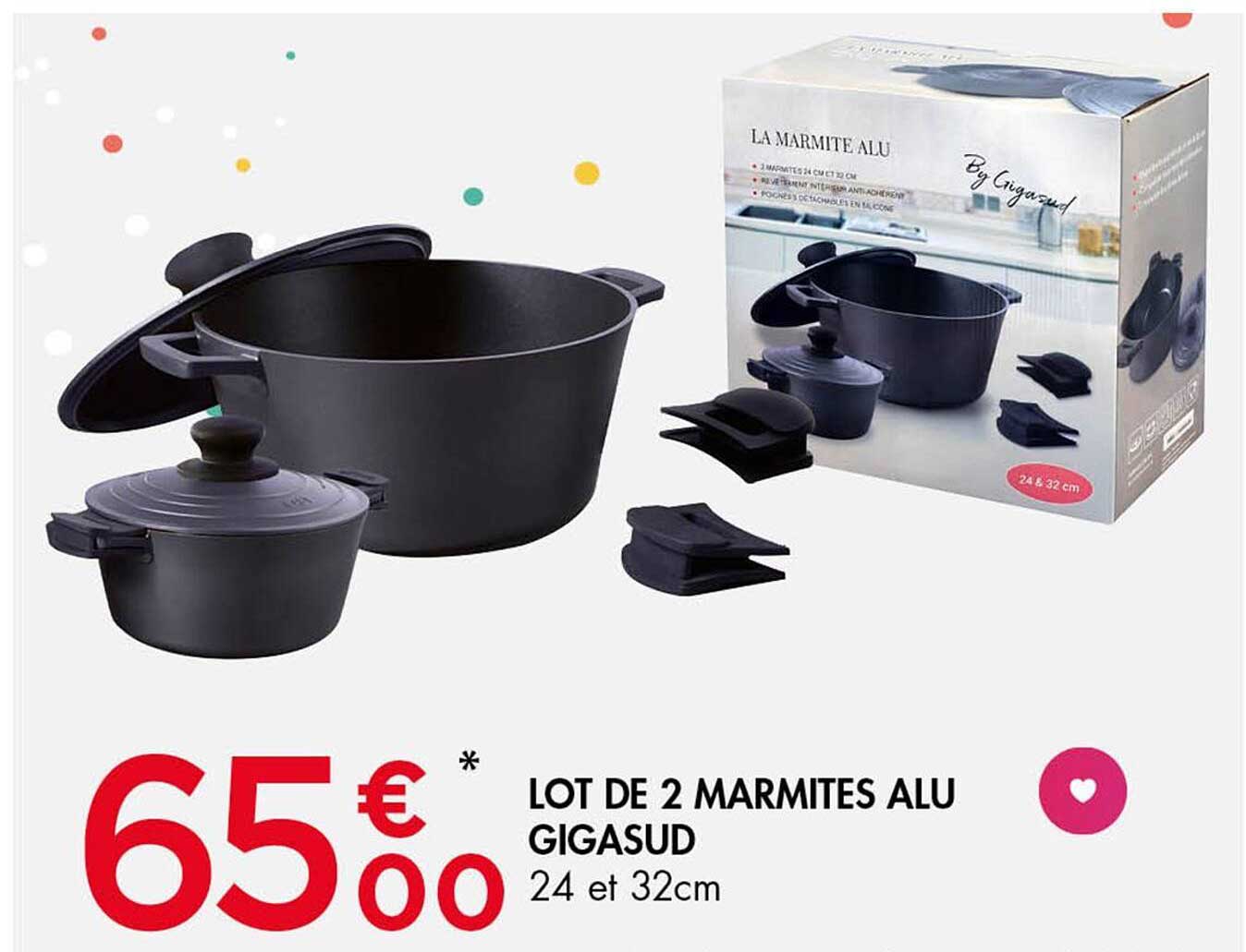 LOT DE 2 MARMITES ALU GIGASUD