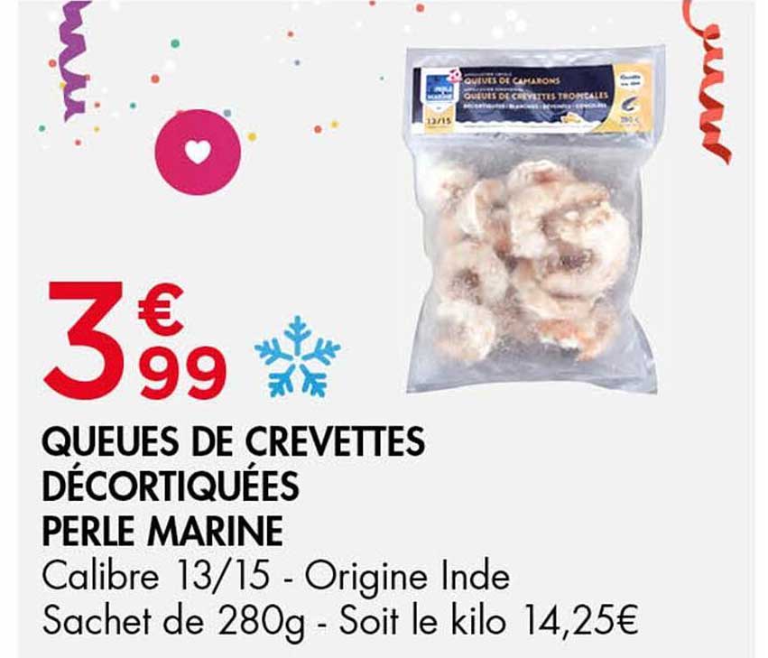 QUEUES DE CREVETTES DÉCORTIQUÉES PERLE MARINE