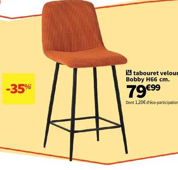 14 tabouret velours Bobby H66 cm.