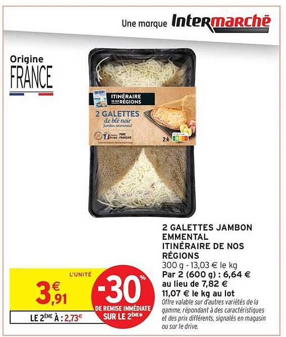 2 Galettes Jambon Emmental Itinéraire de Nos Régions