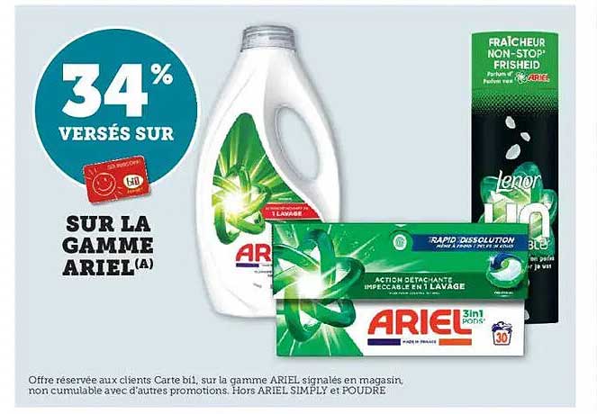 34% VERSÉS SUR LA GAMME ARIEL