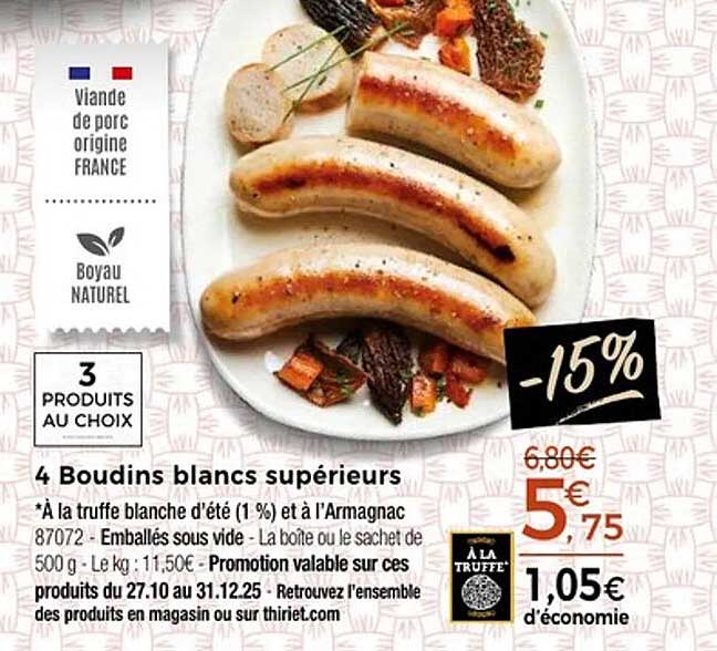 4 Boudins blancs supérieurs