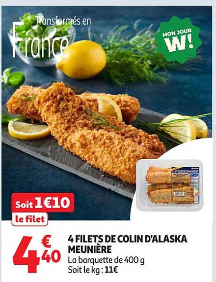 4 FILETS DE COLIN D'ALASKA MEUNIÈRE
