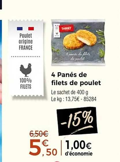 4 Panés de filets de poulet