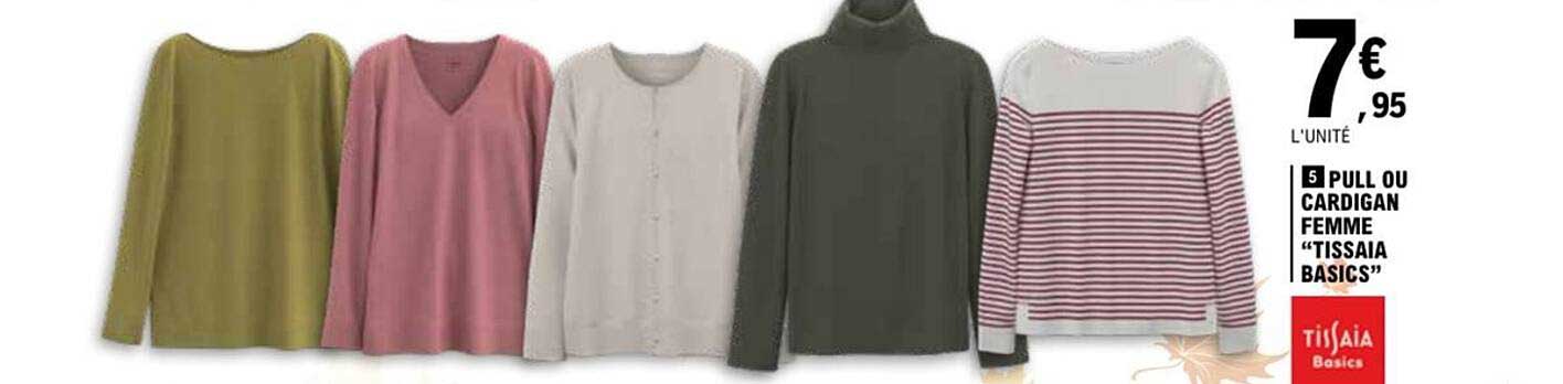 5 PULL OU CARDIGAN FEMME "TISSAIA BASICS"