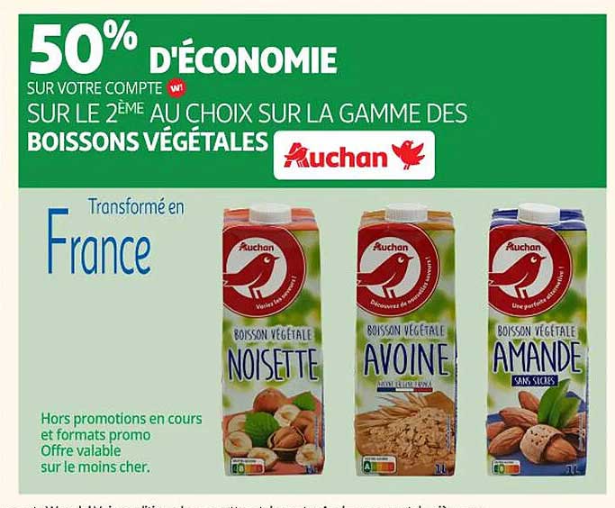 50% D'ÉCONOMIE SUR VOTRE COMPTE WI SUR LE 2ÈME AU CHOIX SUR LA GAMME DES BOISSONS VÉGÉTALES