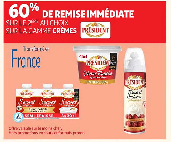 60% DE REMISE IMMEDIATE SUR LE 2ÈME AU CHOIX SUR LA GAMME CRÈMES