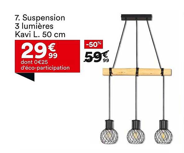 7. Suspension 3 lumières Kavi L. 50 cm
