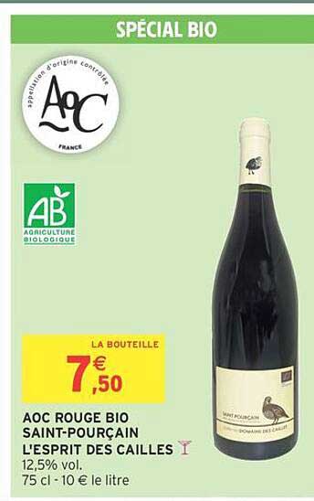 AOC ROUGE BIO SAINT-POURÇAIN L'ESPRIT DES CAILLES