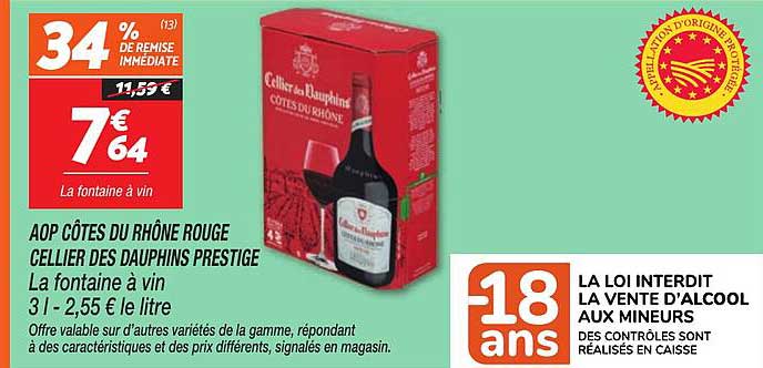 AOP Côtes du Rhône Rouge Cellier des Dauphins Prestige