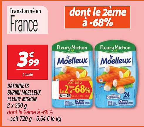 Bâtonnets surimi moelleux Fleury Michon