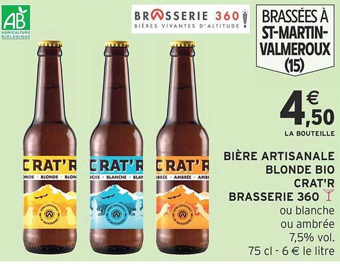 BIÈRE ARTISANALE BLONDE BIO CRAT'R