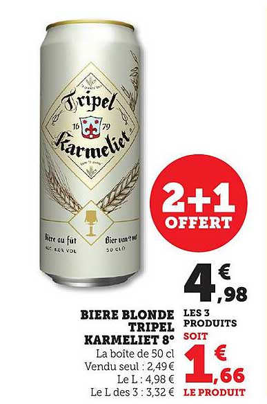 Bière Blonde Tripel Karmeliet 8°