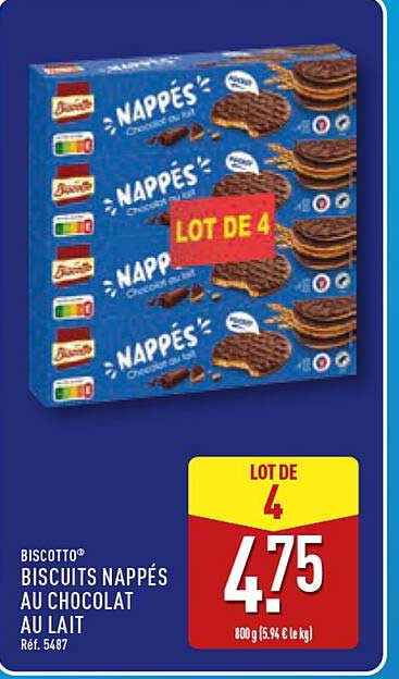 BISCOTTO® BISCUITS NAPPÉS AU CHOCOLAT AU LAIT - LOT DE 4