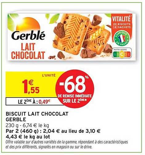 BISCUIT LAIT CHOCOLAT GERBLE