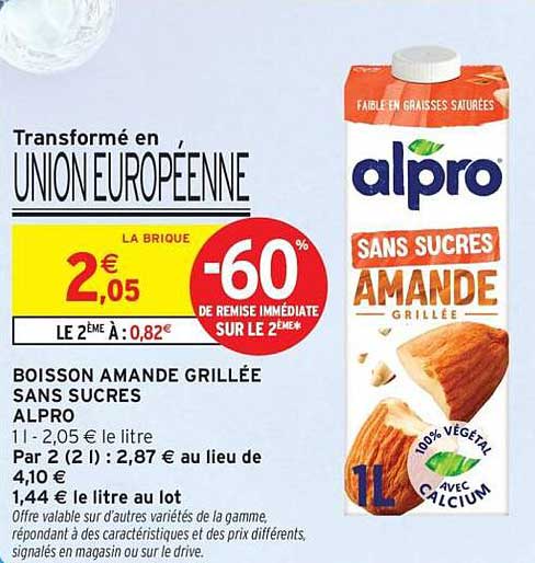 Boisson Amande Grillée Sans Sucres ALPRO