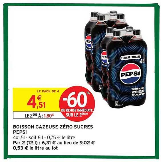 BOISSON GAZEUSE ZÉRO SUCRES PEPSI