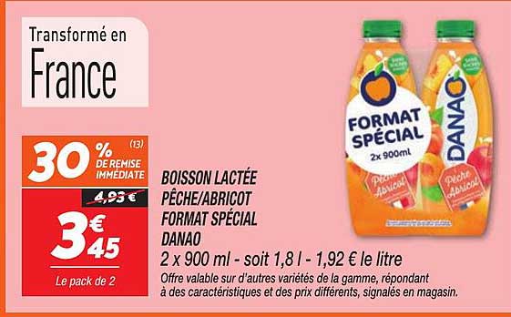 BOISSON LACTÉE PÊCHE/ABRICOT FORMAT SPÉCIAL DANAO