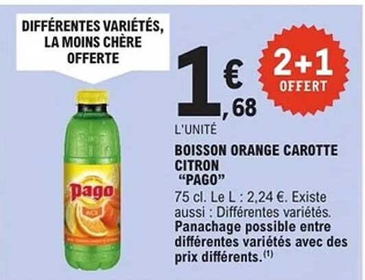 BOISSON ORANGE CAROTTE CITRON "PAGO"