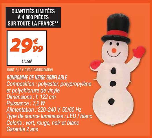 BONHOMME DE NEIGE GONFLABLE