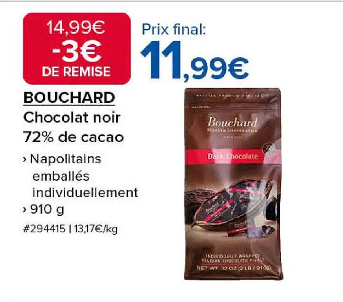 BOUCHARD Chocolat noir 72% de cacao