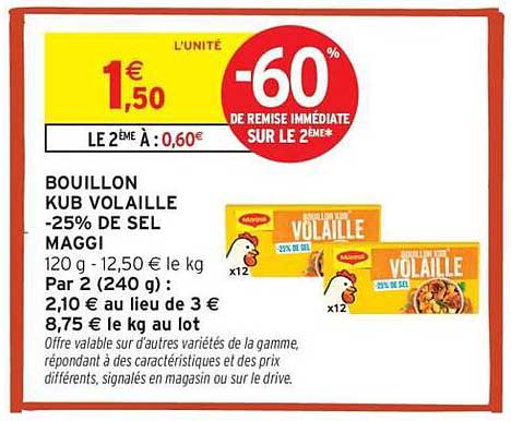 BOUILLON KUB VOLAILLE -25% DE SEL MAGGI