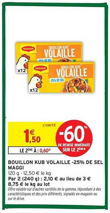 BOUILLON KUB VOLAILLE -25% DE SEL MAGGI