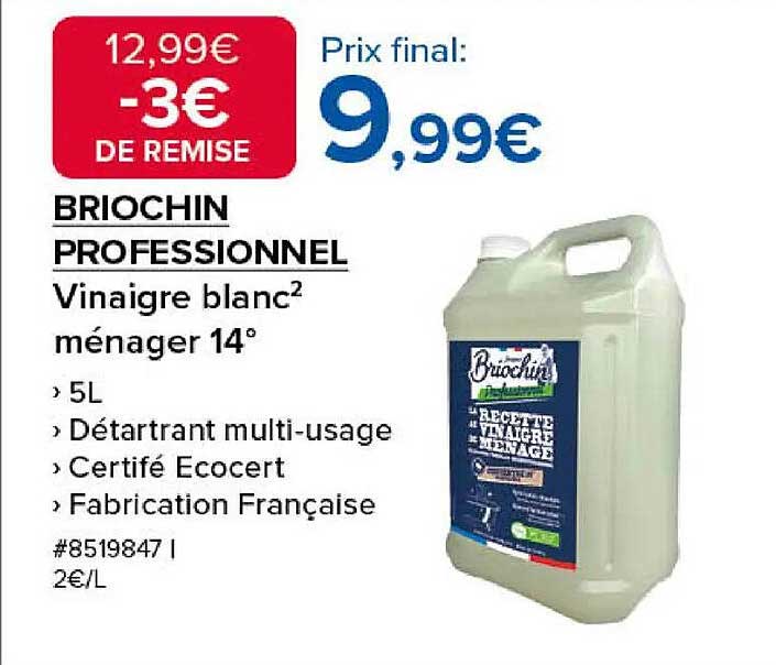 BRIOCHIN PROFESSIONAL Vinaigre blanc ménager 14°
