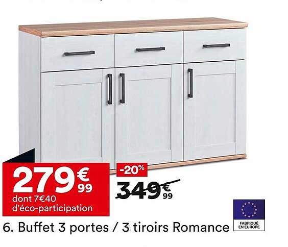 Buffet 3 portes / 3 tiroirs Romance