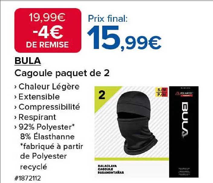 BULA Cagoule paquet de 2