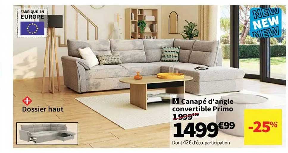 Canapé d'angle convertible Primo