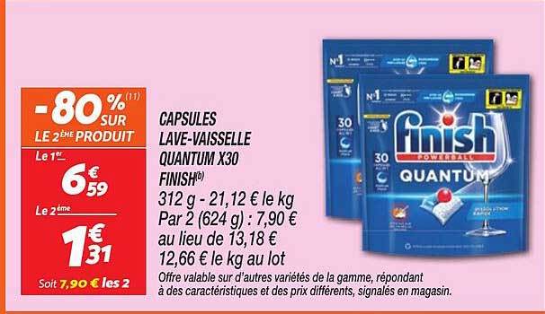 CAPSULES LAVE-VAISSELLE QUANTUM X30 FINISH