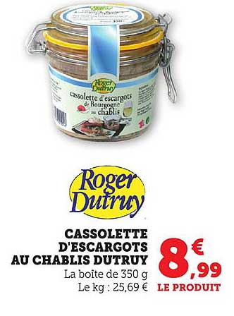Cassolette d'escargots au Chablis Dutruy