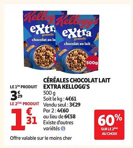 CÉRÉALES CHOCOLAT LAIT EXTRA KELLOGG'S