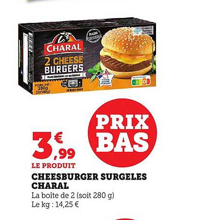 CHEESEBURGER SURGELES CHARAL