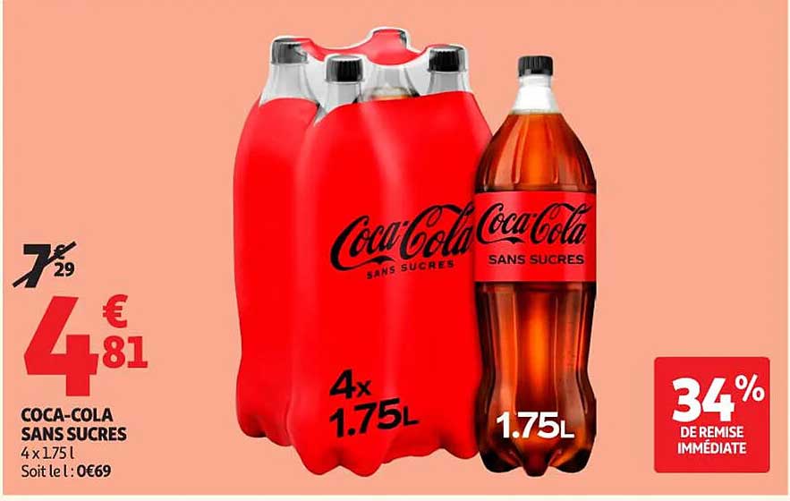 COCA-COLA SANS SUCRES 4 x 1.75L
