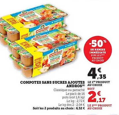 COMPOTES SANS SUCRES AJOUTÉS ANDROS