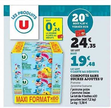 Compotes sans sucres ajoutés U