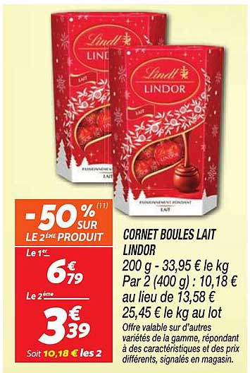 CORNET BOULES LAIT LINDOR