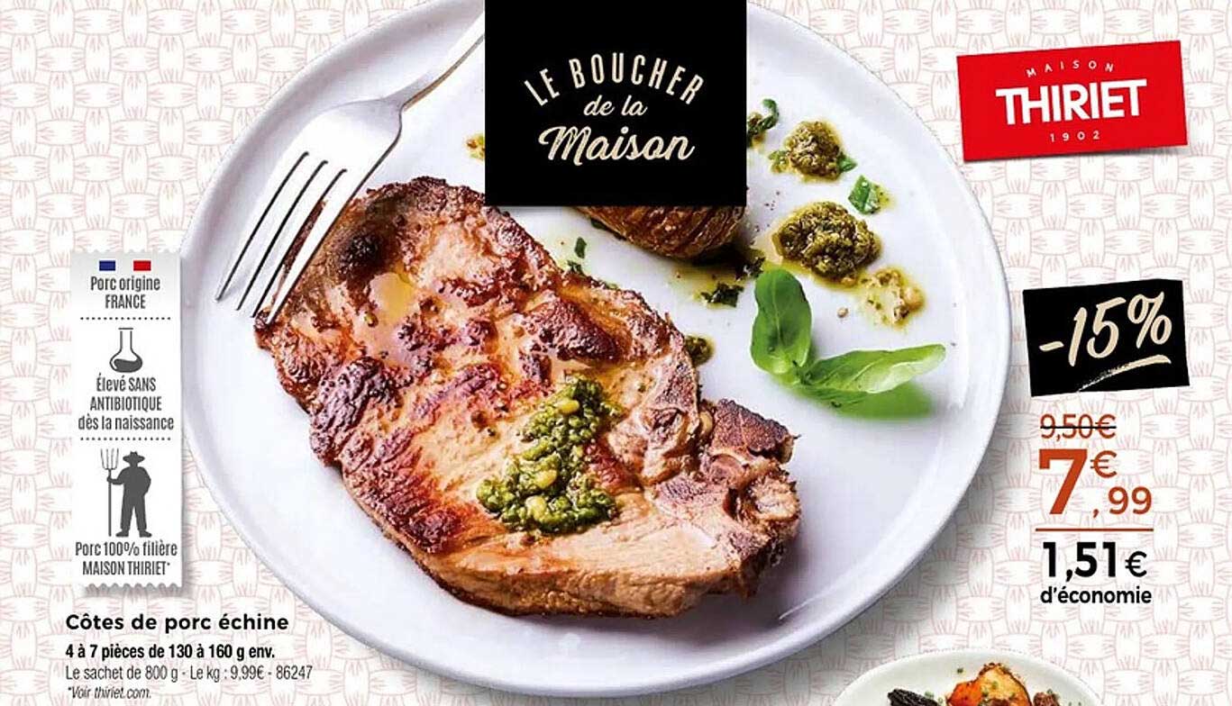 Côtes de porc échine