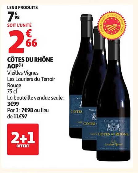 CÔTES DU RHÔNE AOP Vieilles Vignes Les Lauriers du Terroir Rouge 75 cl