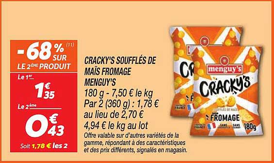 CRACKY'S SOUFFLÉS DE MAÏS FROMAGE MENGUY'S