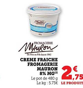 CREME FRAICHE FROMAGERIE MAURON 8% MG