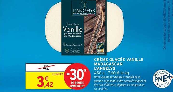CRÈME GLACÉE VANILLE MADAGASCAR L'ANGÉLYS
