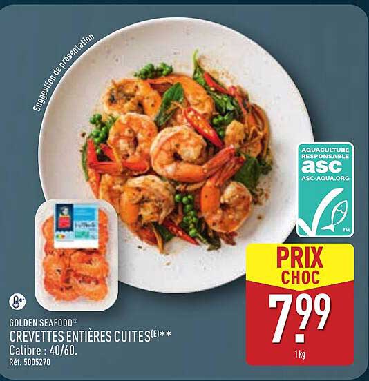 CREVETTES ENTIÈRES CUITES 40/60