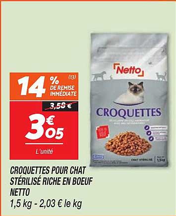 CROQUETTES POUR CHAT STÉRILISÉ RICHE EN BOEUF NETTO