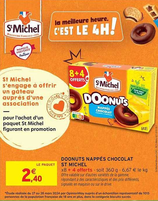 DOOnuts nappés chocolat ST MICHEL 8+4 offerts