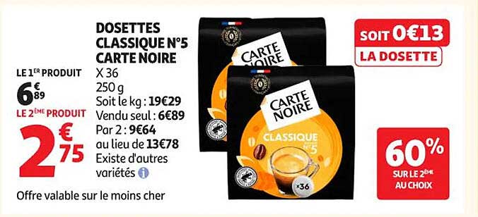 DOSSETTES CLASSIQUE N°5 CARTE NOIRE