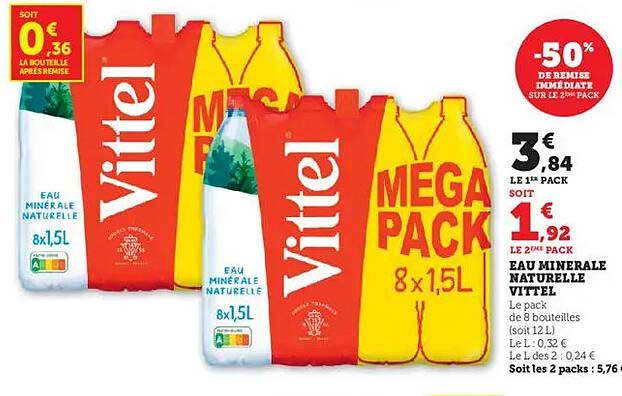 Eau Minérale Naturelle Vittel - Mega Pack 8 x 1,5L