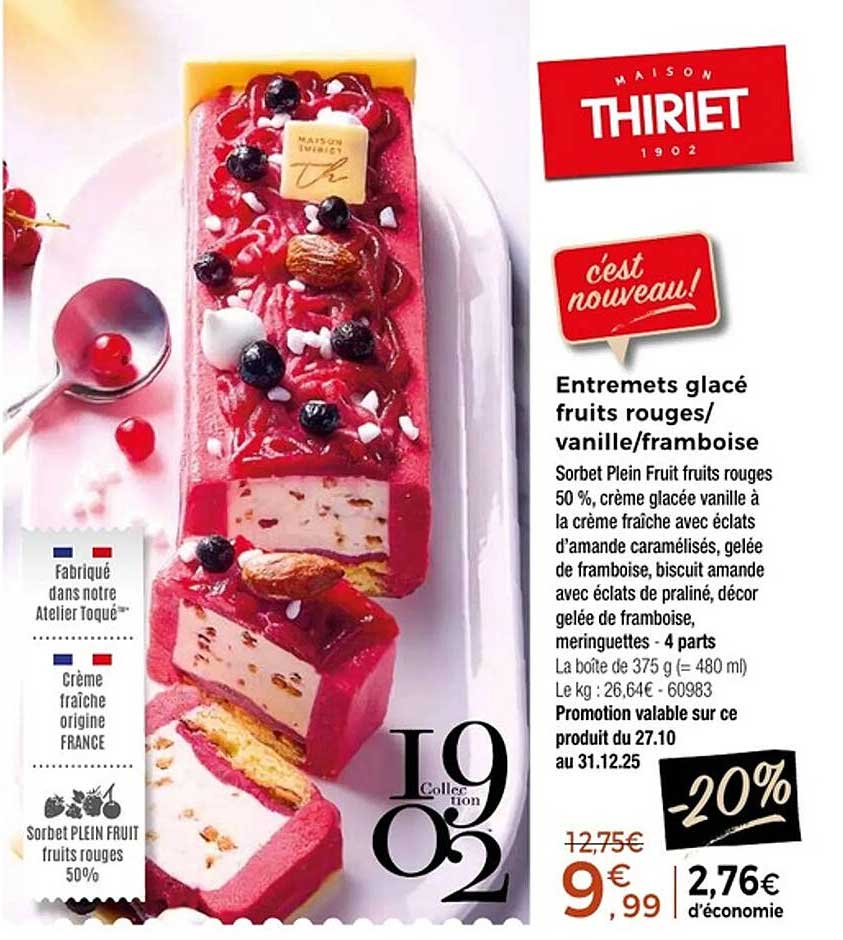 Entremets glacé fruits rouges/vanille/framboise